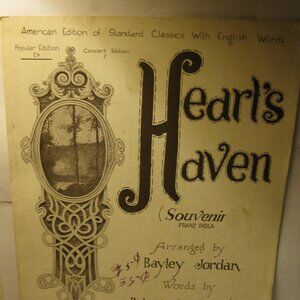 Antique Sheet Music: 1924 Heart's Haven - Bayley Jordan , Robert Remington